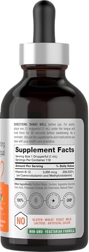 Botella de vitamina B-12 líquida sublingual Horbaach