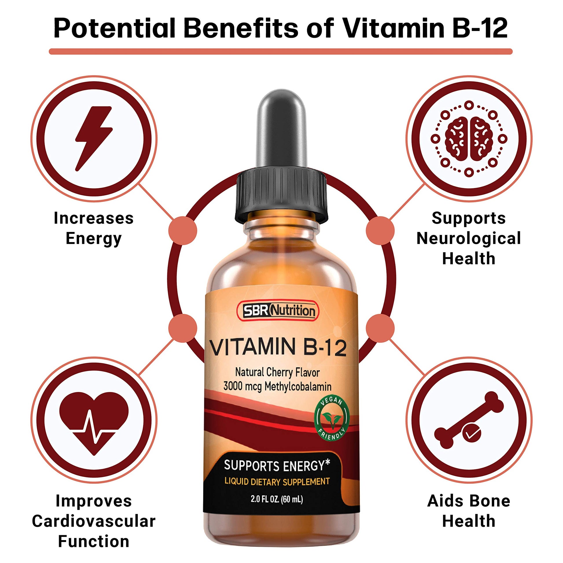 Botella vitamina b12 sbr nutrition gotas líquidas 2 oz