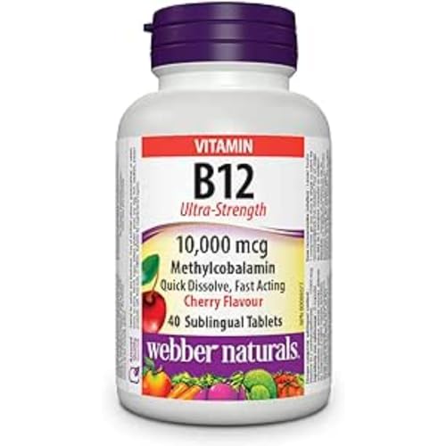 Botella vitaminica B12 ultra-fuerza Webber Naturals sabor cereza