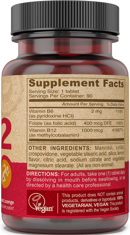 Botella vitamina b12 vegana deva 90 tabletas sabor limón