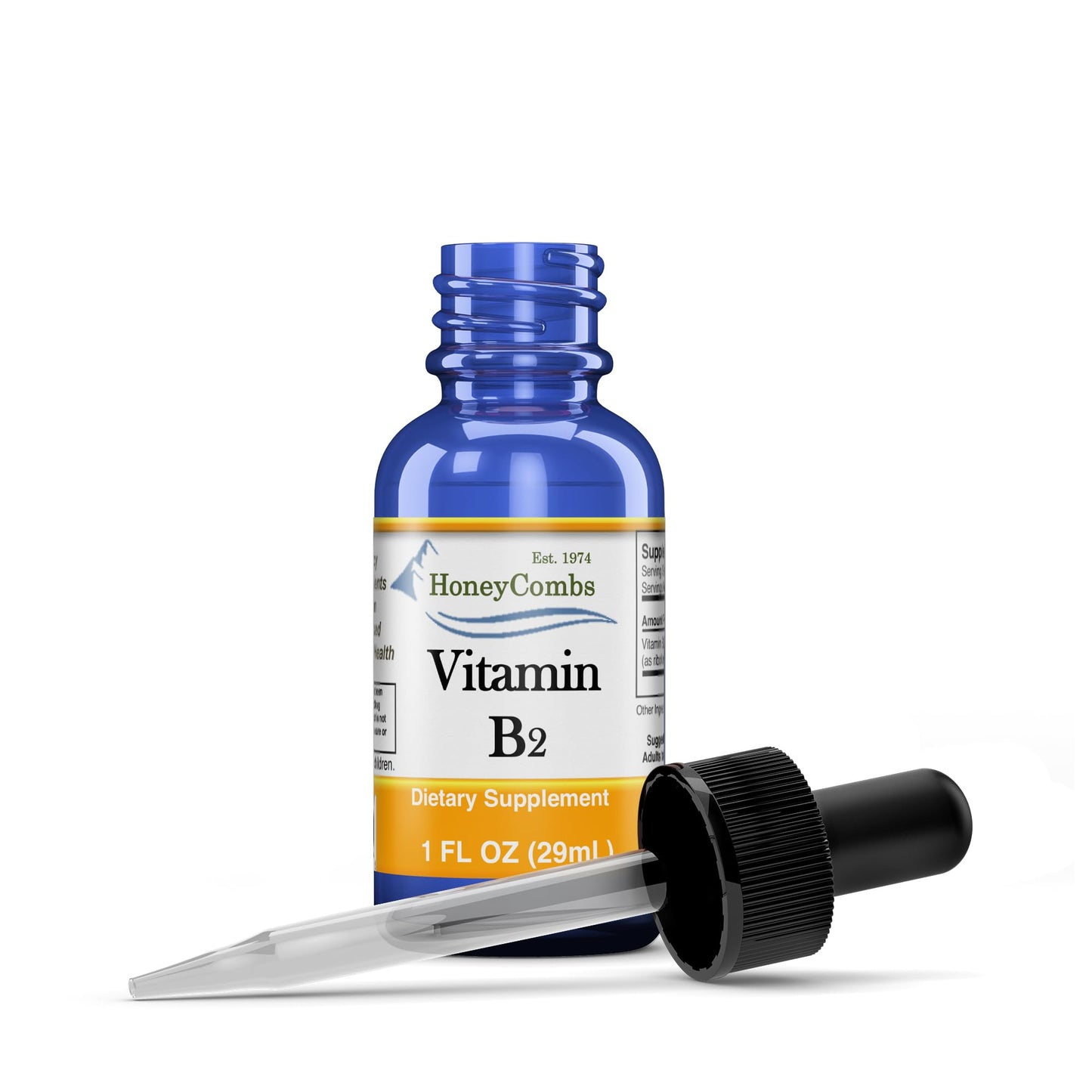 Botella de vitamina B2 líquida HoneyCombs de 29.57 ml con gotero.