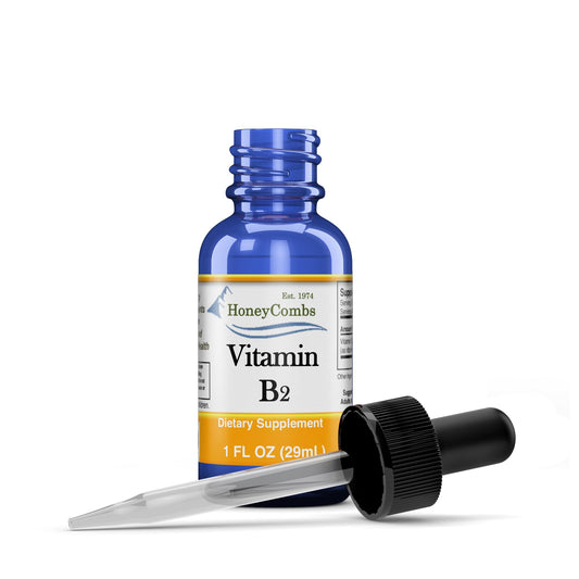 Botella de vitamina B2 líquida HoneyCombs de 29.57 ml con gotero.
