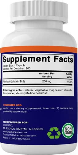 botella vitamina B2 Vitamatic 200 cápsulas energéticas
