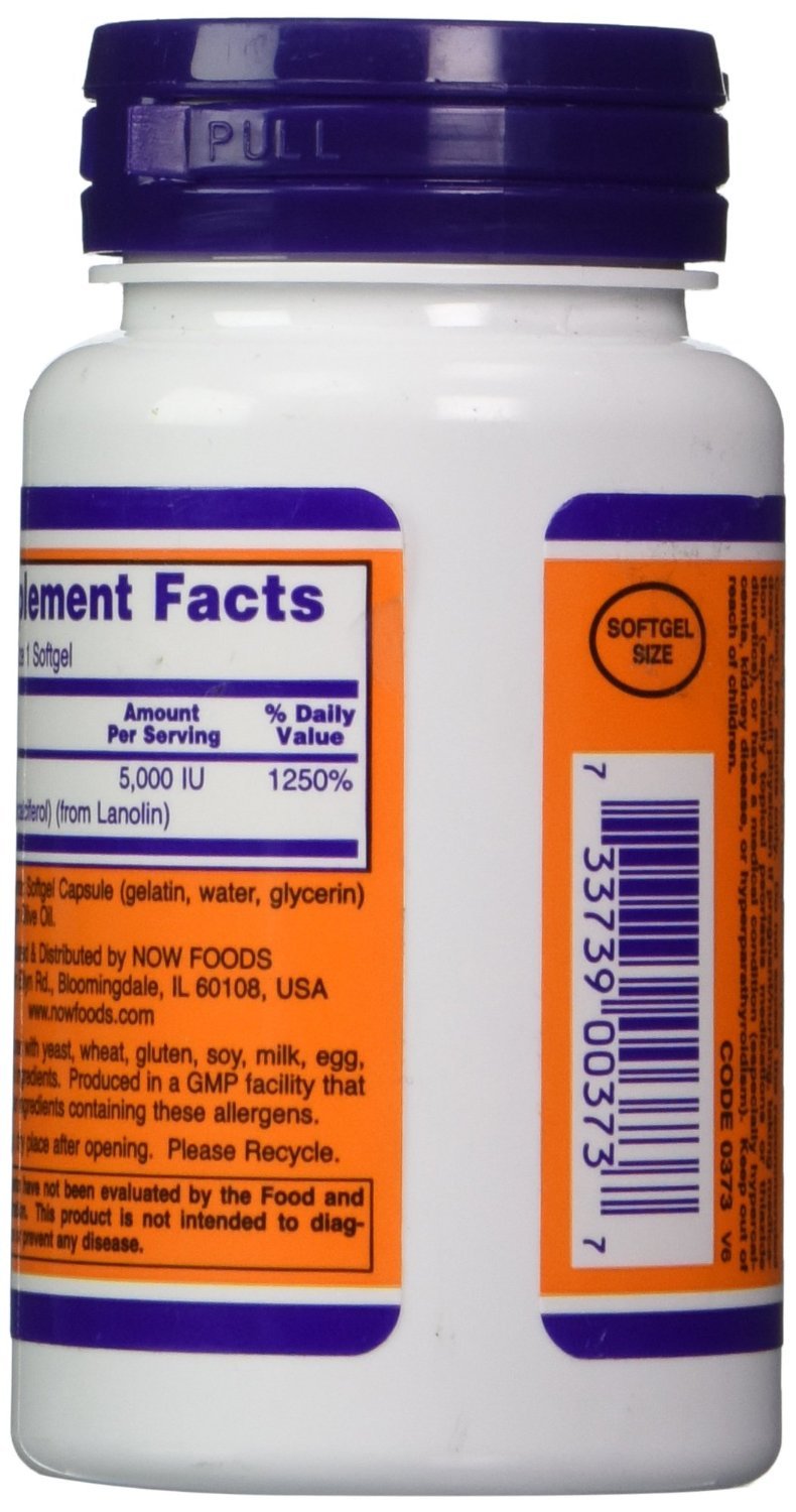 Botella de vitamina D-3 Now Foods