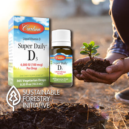 Botella de vitamina D líquida Carlson Super Daily D3 4000 UI 365 gotas