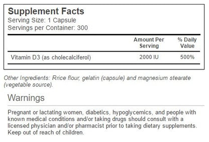 Botella de Vitamina D3 300 cápsulas