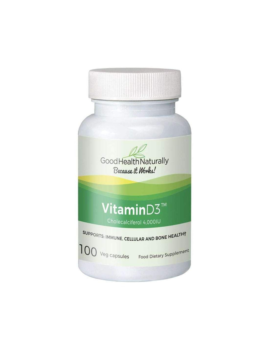 Botella de vitamina D3 4000 UI con calcio coral para salud ósea