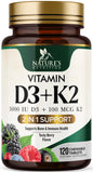 Botella vitamina D3 5000 IU con K2 MK-7 tabletas masticables sabor baya