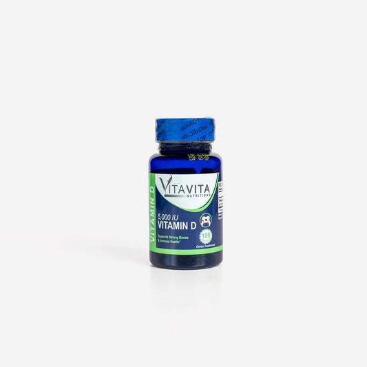 Botella de Vitamina D3 5000 IU VitaVita Nutritions 100 softgels