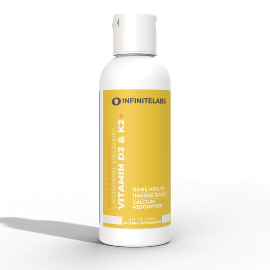 Botella vitamina d3 y k2 liposomal infinite labs soporte óseo cardíaco