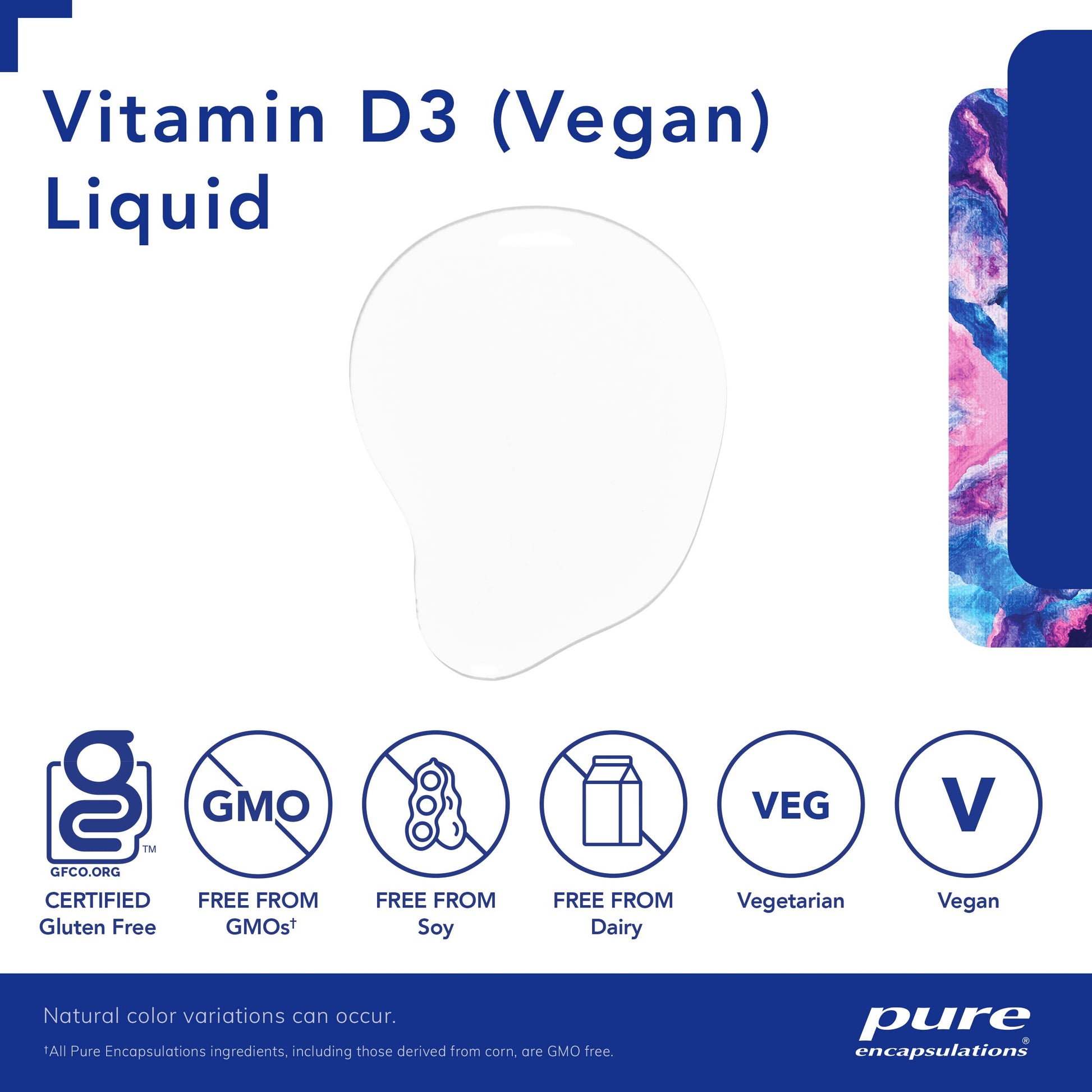 Botella de vitamina d3 líquida hipoalergénica Pure Encapsulations