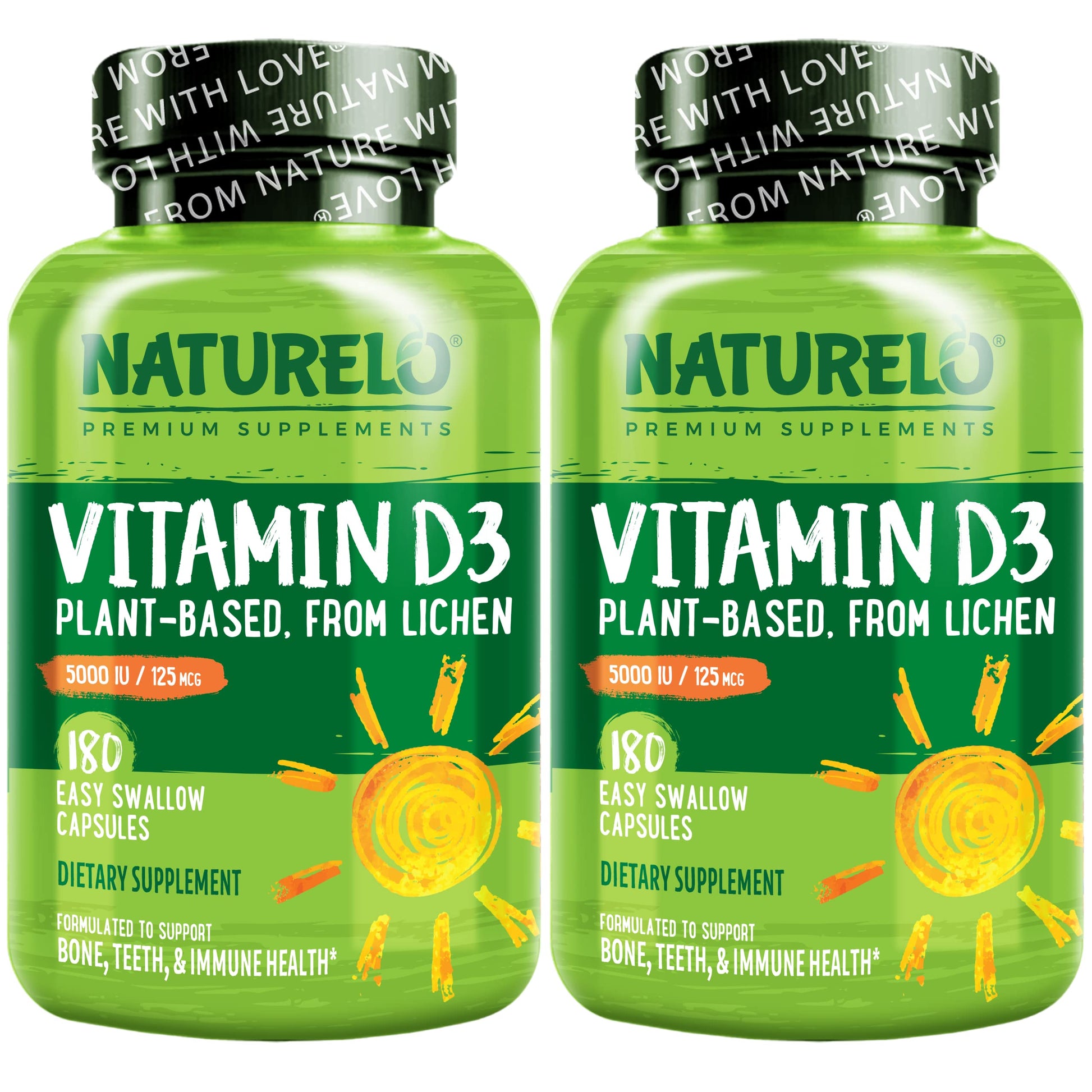 Botella de vitamina D3 vegana NATURELO 5000 UI