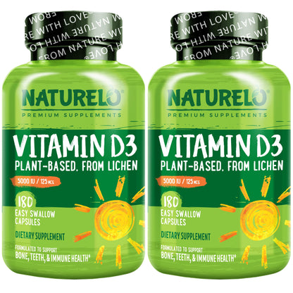 Botella de vitamina D3 vegana NATURELO 5000 UI