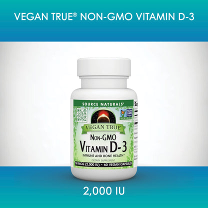 Botella vitamina d3 vegana no ogm 60 cápsulas