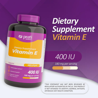 Botella de vitamina E Prati Donaduzzi con 300 softgels