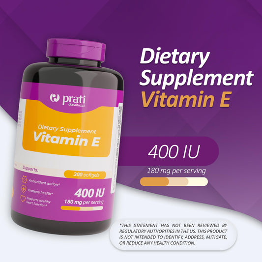 Botella de vitamina E Prati Donaduzzi con 300 softgels