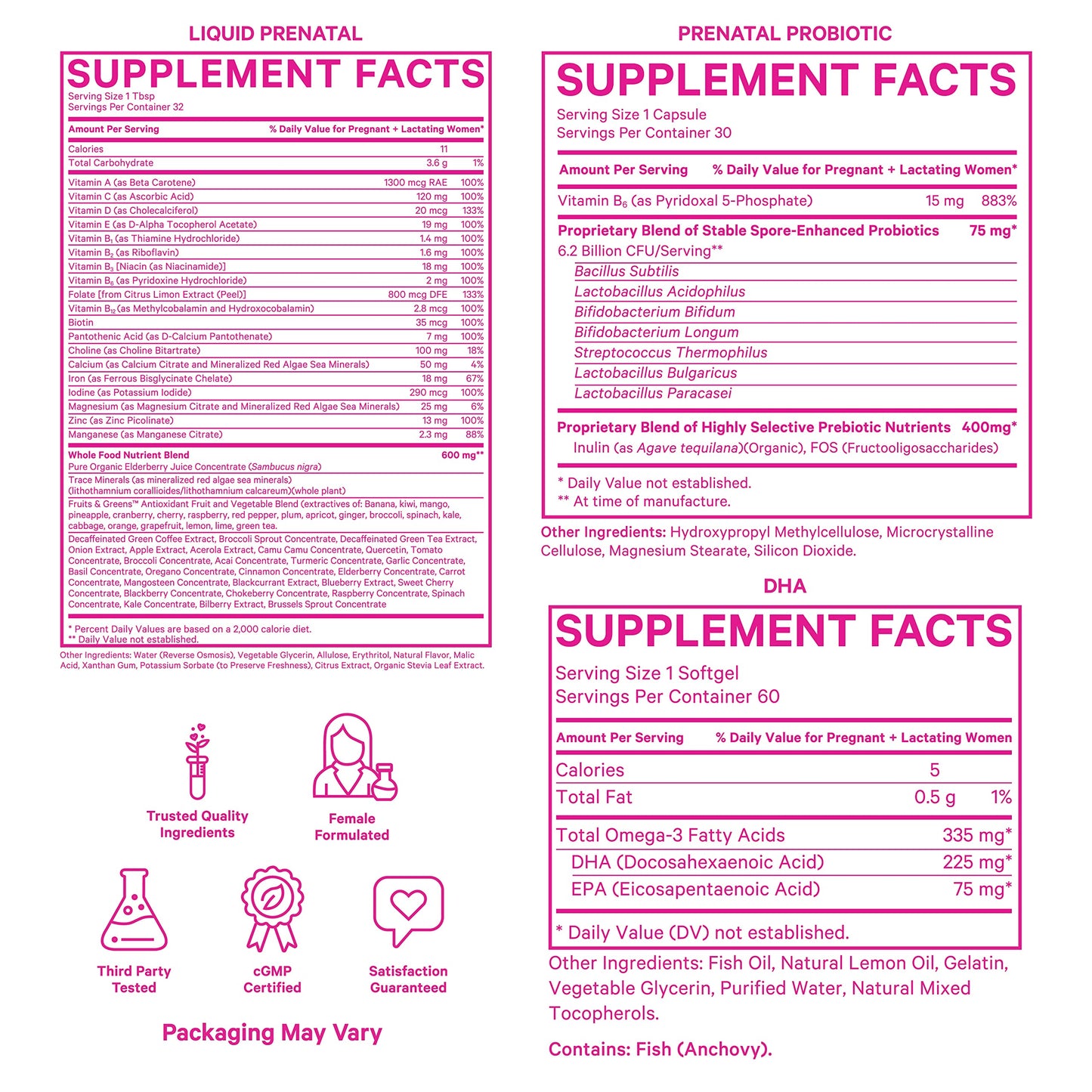 Botella vitamina prenatal líquida Pink Stork