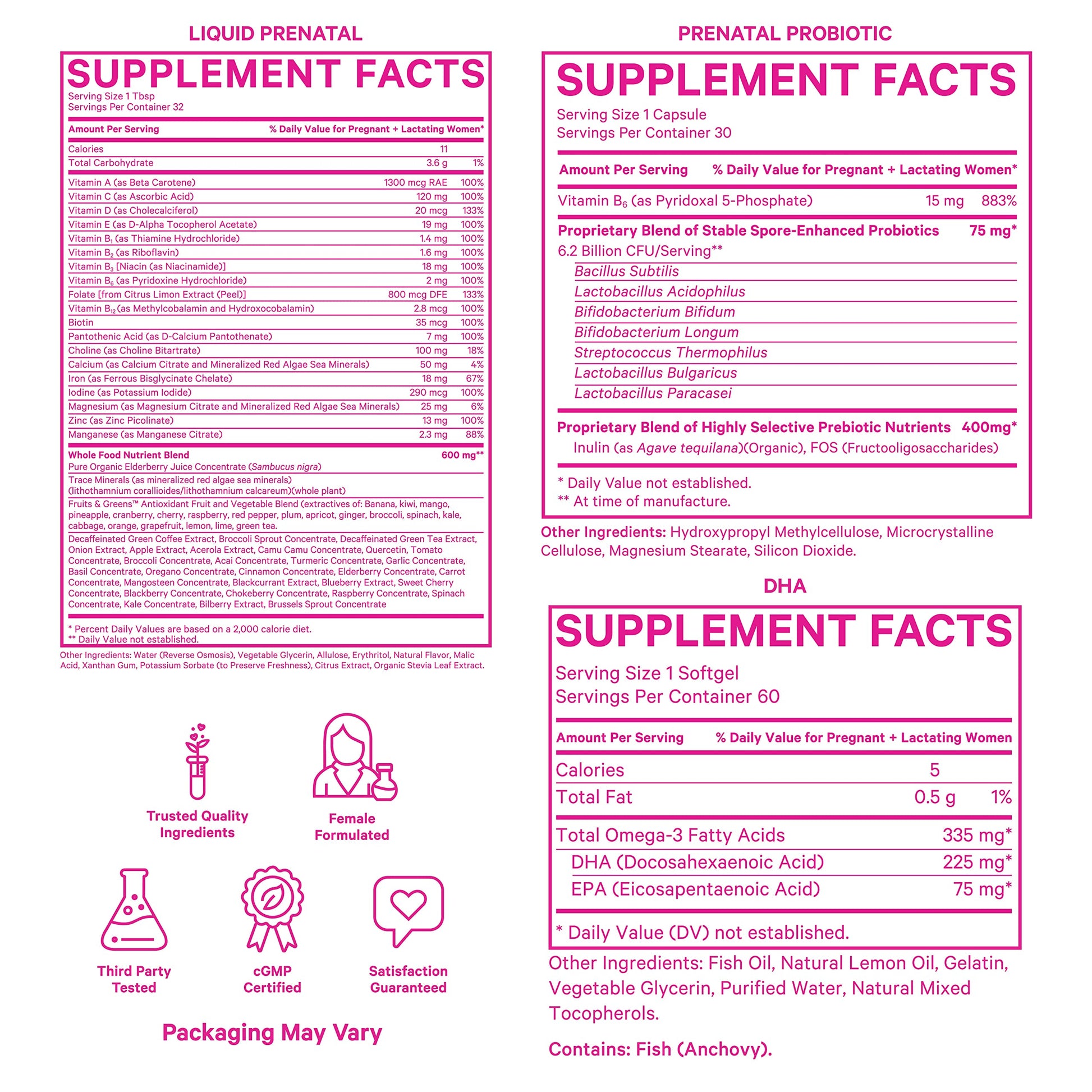Botella vitamina prenatal líquida Pink Stork