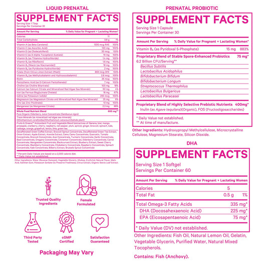 Botella vitamina prenatal líquida Pink Stork