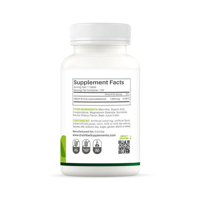 Botella de vitaminas b12 con sabor natural a cereza ERAVIBE