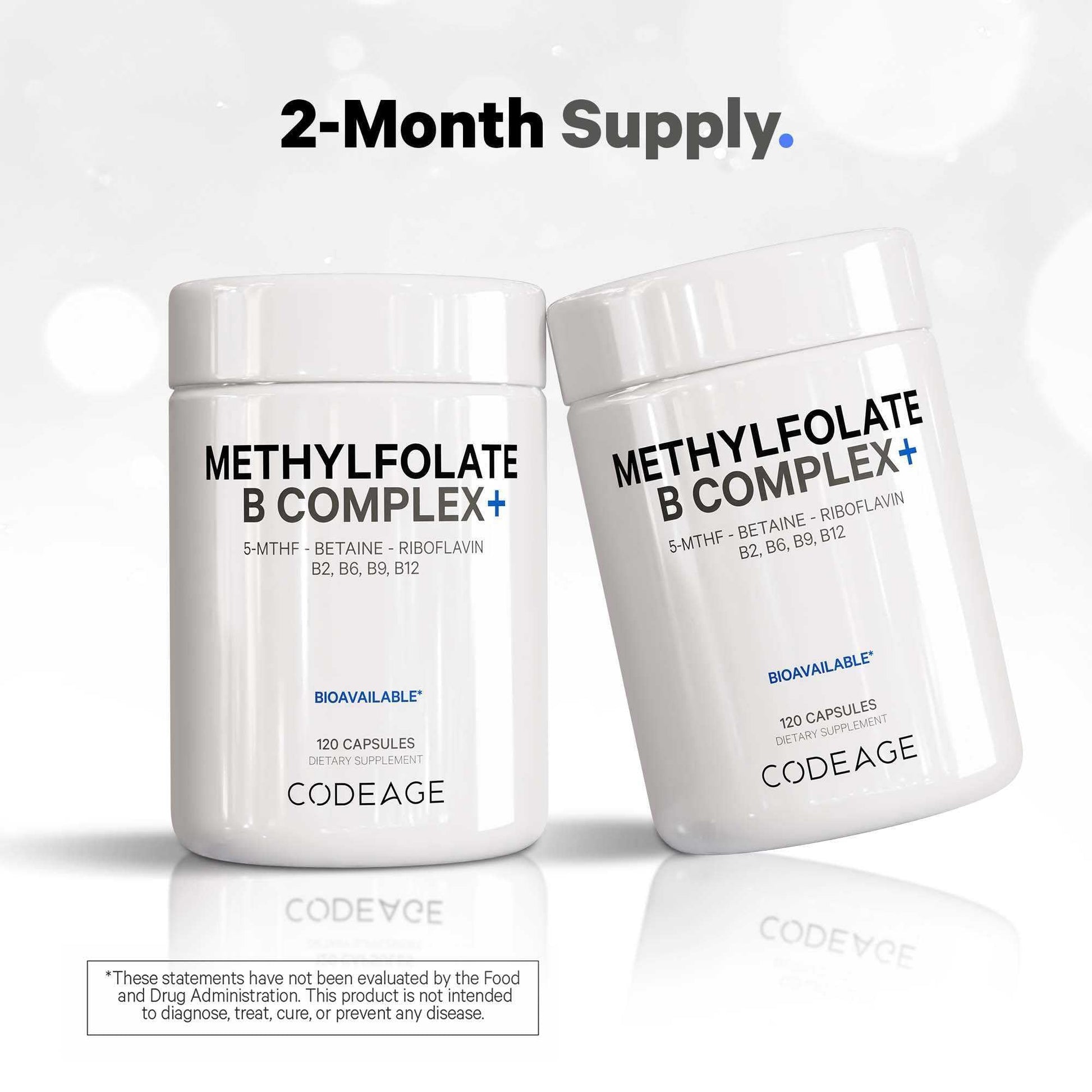 Botella de vitaminas Codeage B metiladas para dos meses
