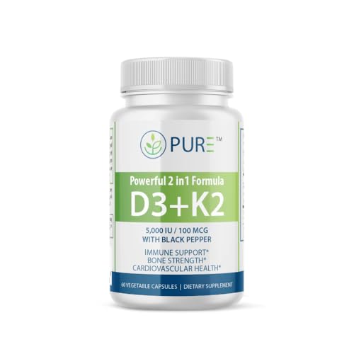Botella de vitaminas D3+K2 PURE, apoyo inmunológico