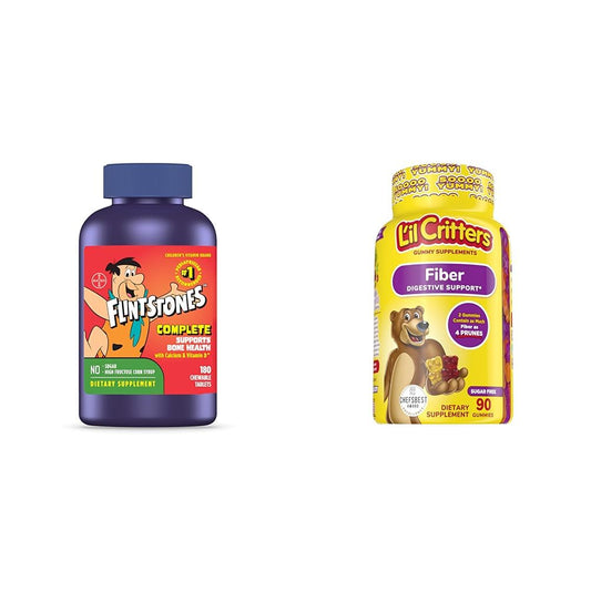 botella de vitaminas Flintstones masticables con imagen de personajes