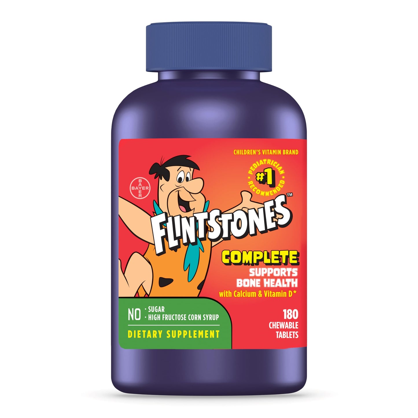 botella de vitaminas Flintstones apoyando la salud ósea