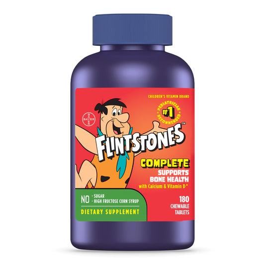 botella de vitaminas Flintstones apoyando la salud ósea