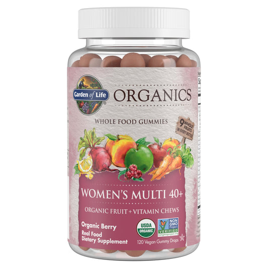 Botella de vitaminas gummy Garden of Life orgánicas para mujeres 40+