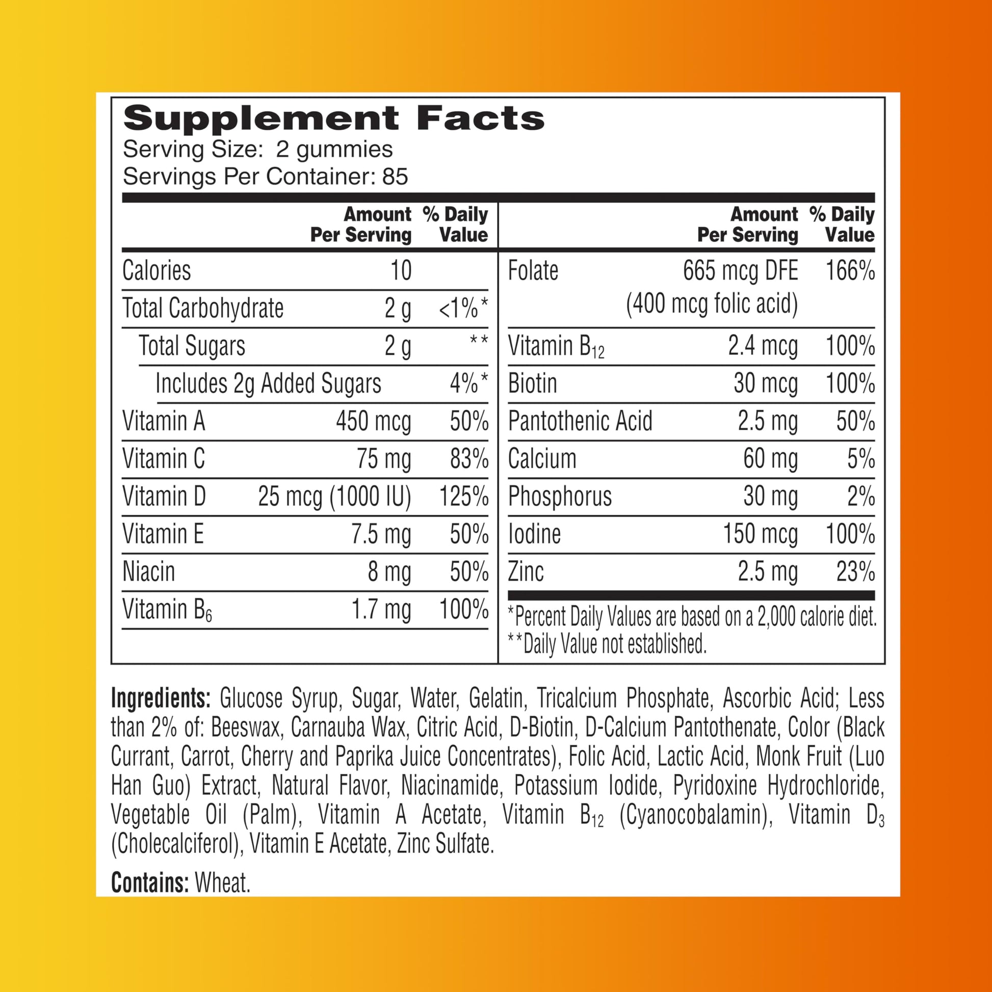 Botella de vitaminas multivitamínicas One A Day con tapón naranja