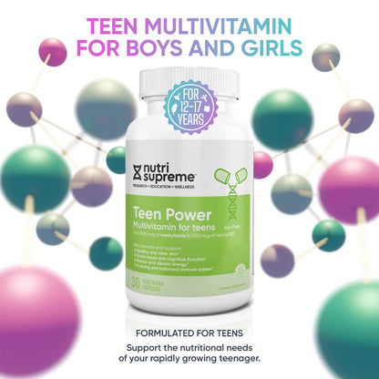 Botella de vitaminas Nutri Supreme para el desarrollo de adolescentes