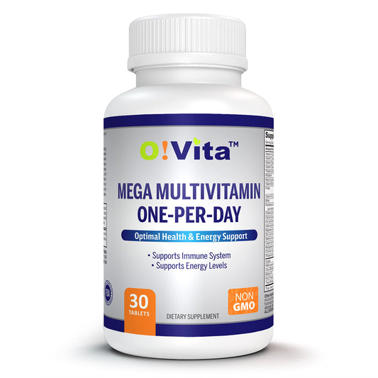 Botella de vitaminas O!VITA Mega Multivitamínico 30 tabletas.