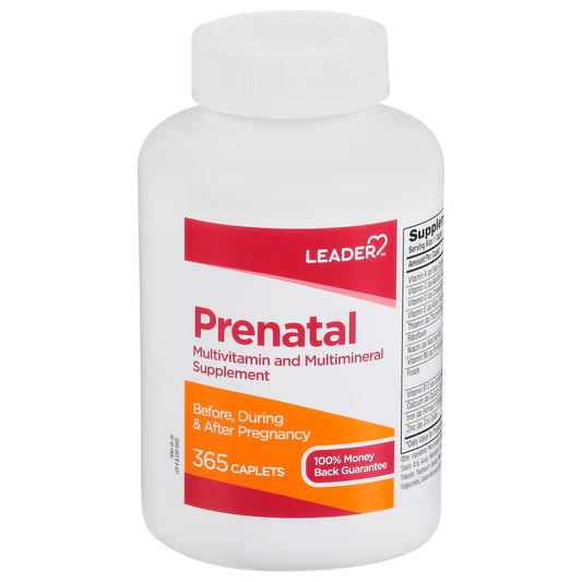 Botella de vitaminas prenatales Leader 365 comprimidos