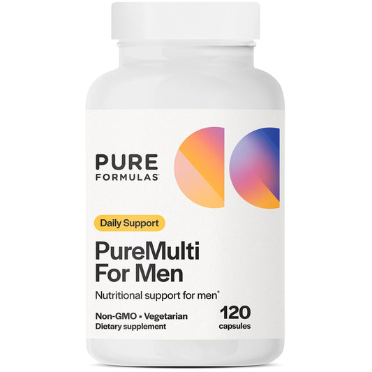 Botella de vitaminas PureFormulas PureMulti para hombres.