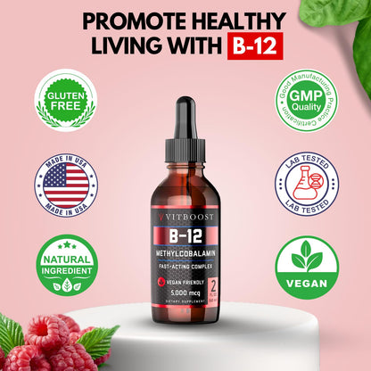 Botella Vitboost gotas liquidas sublinguales vitamina b12