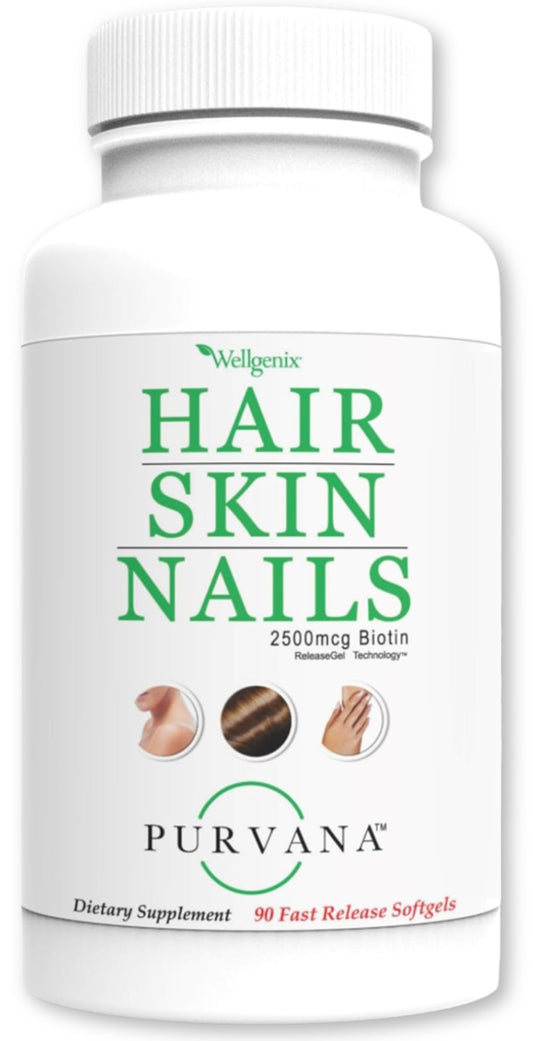 Botella de Wellgenix Purvana, suplemento de belleza.