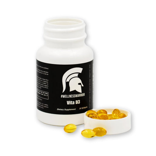 Botella Wellness Warrior Vitamina D3 5000 IU cápsulas blandas