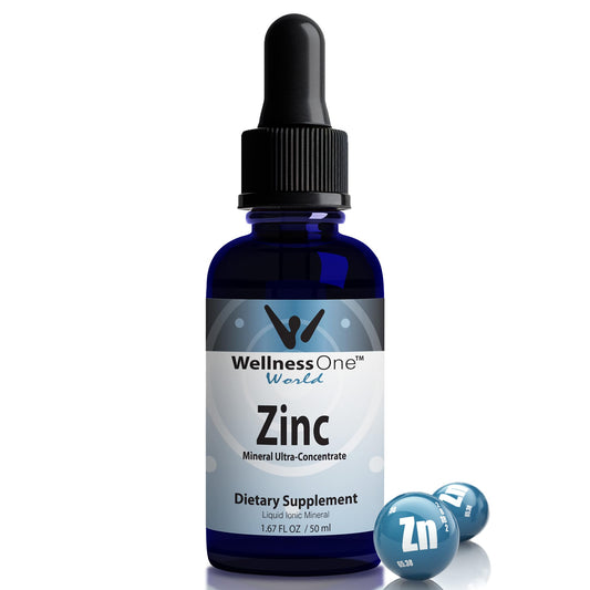 Botella de zinc líquido con fondo blanco.
