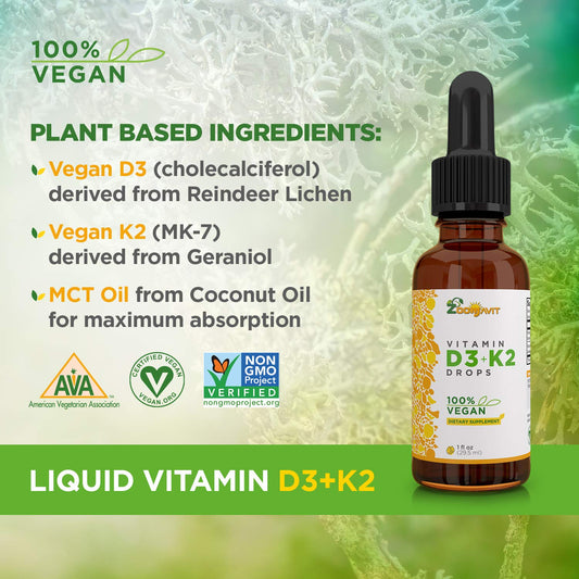 frente botella Zoomavit vitamina d3 k2 gotas líquidas veganas