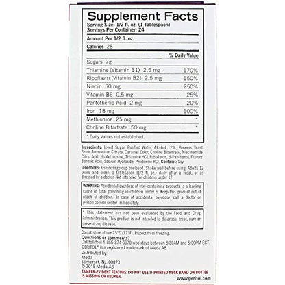 Botellas 12 onzas suplemento líquido Geritol vitaminas B