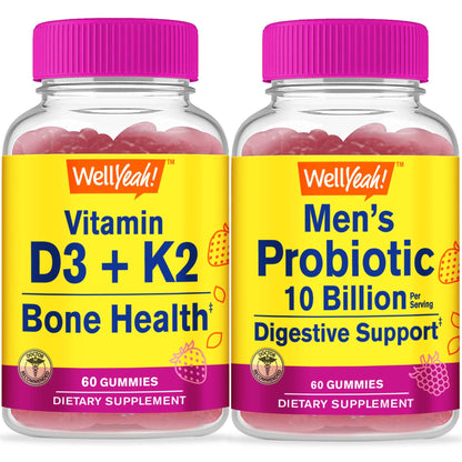 botellas de gomas WellYeah D3 K2 probióticos hombres