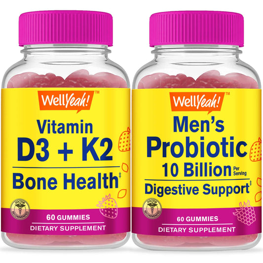 botellas de gomas WellYeah D3 K2 probióticos hombres