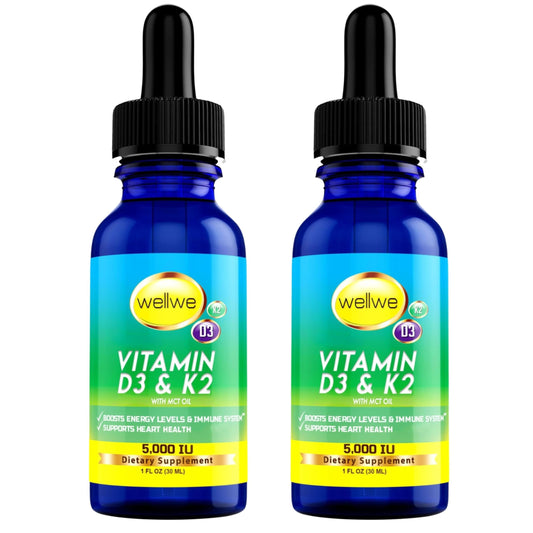 Botellas gotas líquidas wellwe vitamina d3 k2 5000 iu con aceite mct