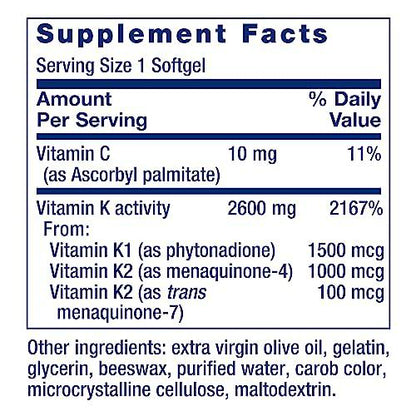Botellas Life Extension Super K vitamina K1 y K2 mk-7 mk-4