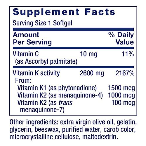 Botellas Life Extension Super K vitamina K1 y K2 mk-7 mk-4