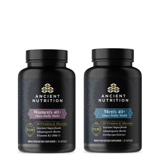 botellas multivitaminas ancient nutrition mujeres y hombres 40+