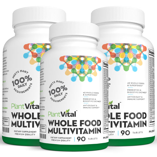 Botellas de multivitaminas Plantvital superalimentos