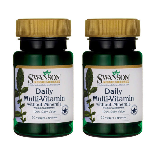 Dos botellas de multivitamínico diario Swanson sin minerales, 30 cápsulas