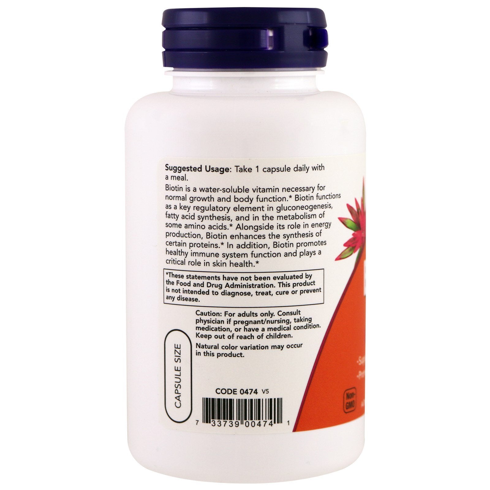 Botellas NOW Foods biotina 5000 mcg cápsulas vegetales